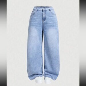 SHEIN Denim Light Blue Wash Wide Leg Jeans Sz 3XL